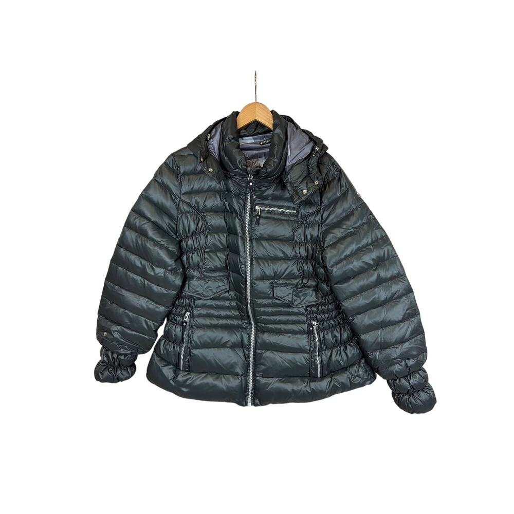 NWT NEVE Green Nylon Zip-Off Hood Multi-Pocket Puffer Coat Size 2XL